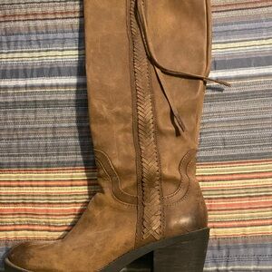 Lucky Brand leather boots with braid and tassels